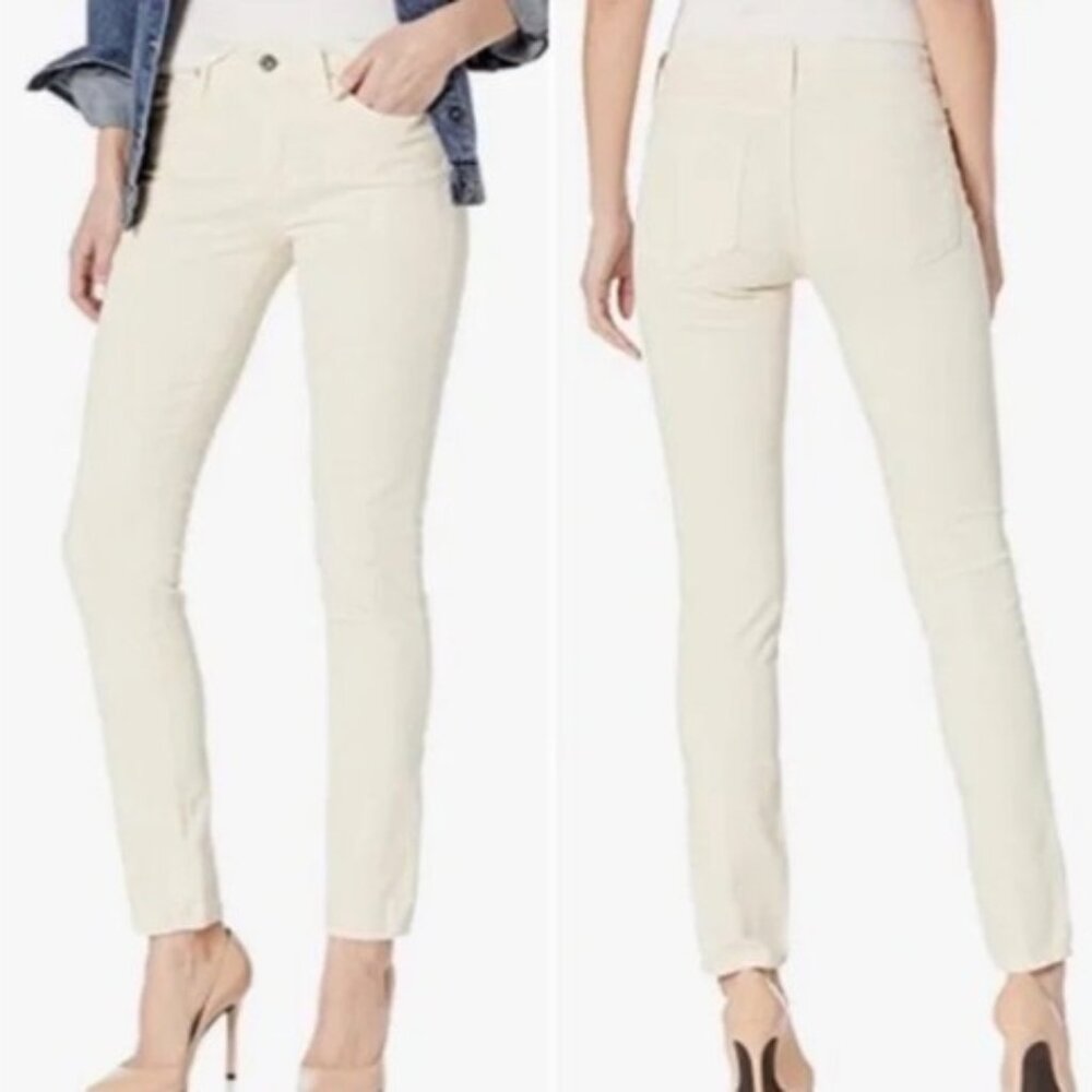 AG Adriano Goldschmied the Stevie Ankle Slim Straight Cream Corduroy Pants 26 R
